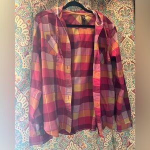 Mountain Hardwear Pink and Orange Plaid Shirt